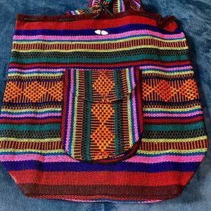Colorful Woven Fabric Hippie Boho Backpack Bag